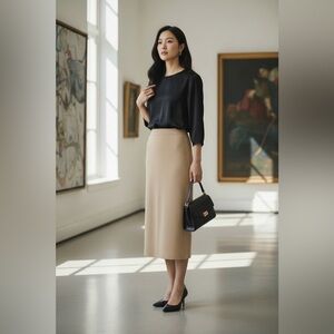 St. John Gold and Tan Midi Skirt. Perfect formal skirt